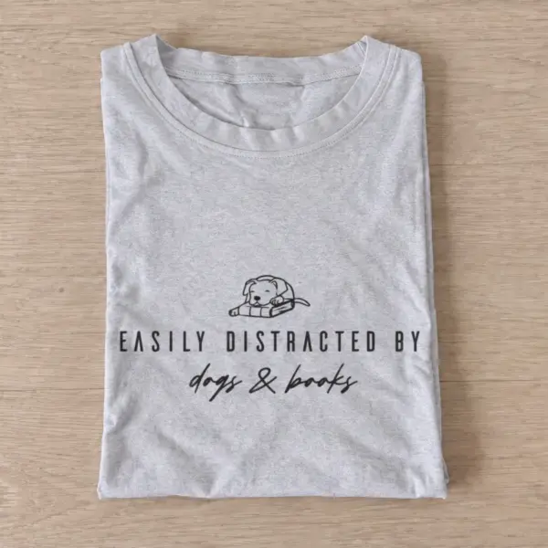 Easily distracted by dogs and books t shirt gray20dogs and books.webp