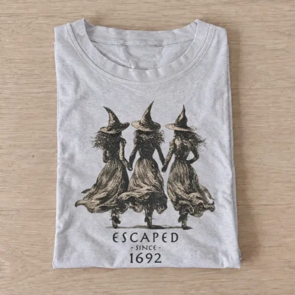 Escaped since 1692 witches t shirt gray20escaped witch raccoons.webp