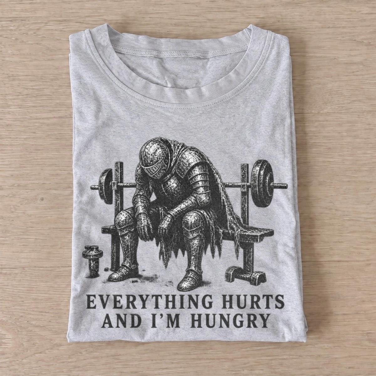 Everything hurts and im hungry knight t shirt gray20hungry gym knight.webp