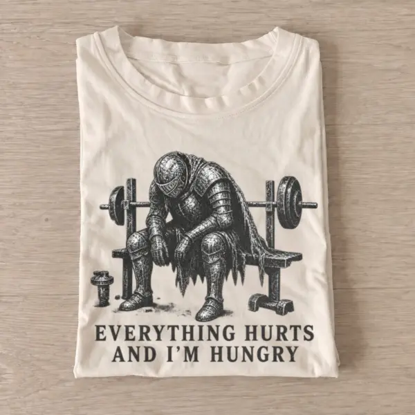 Everything hurts and im hungry knight t shirt sand20hungry gym knight.webp