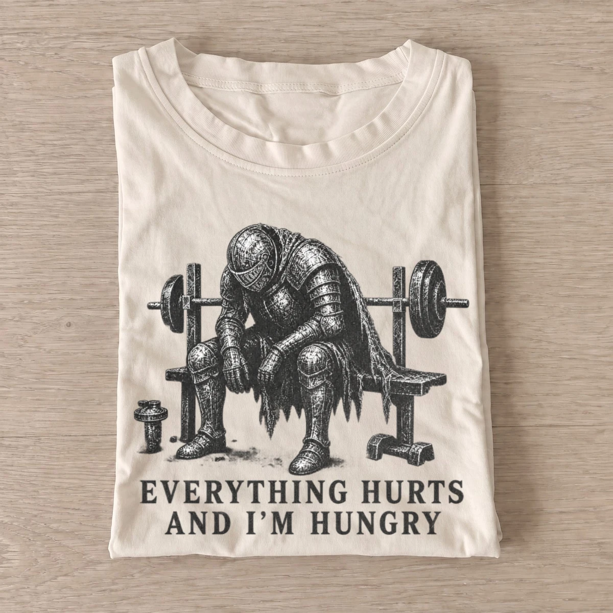 Everything hurts and im hungry knight t shirt sand20hungry gym knight.webp