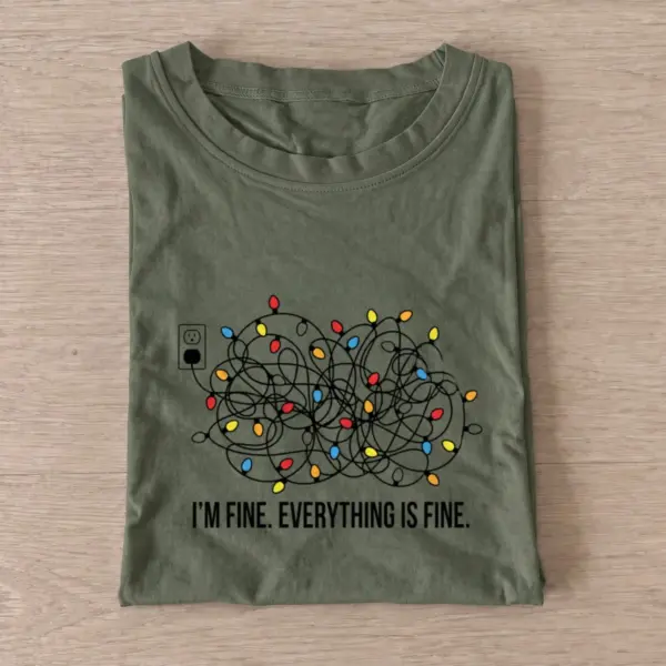 Everything is fine lights t shirt olive20everything is fine lights.webp