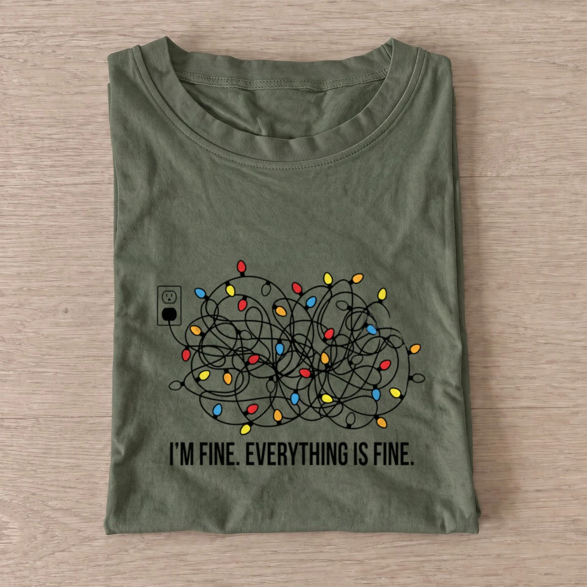 Everything is fine lights t shirt olive20everything is fine lights.webp