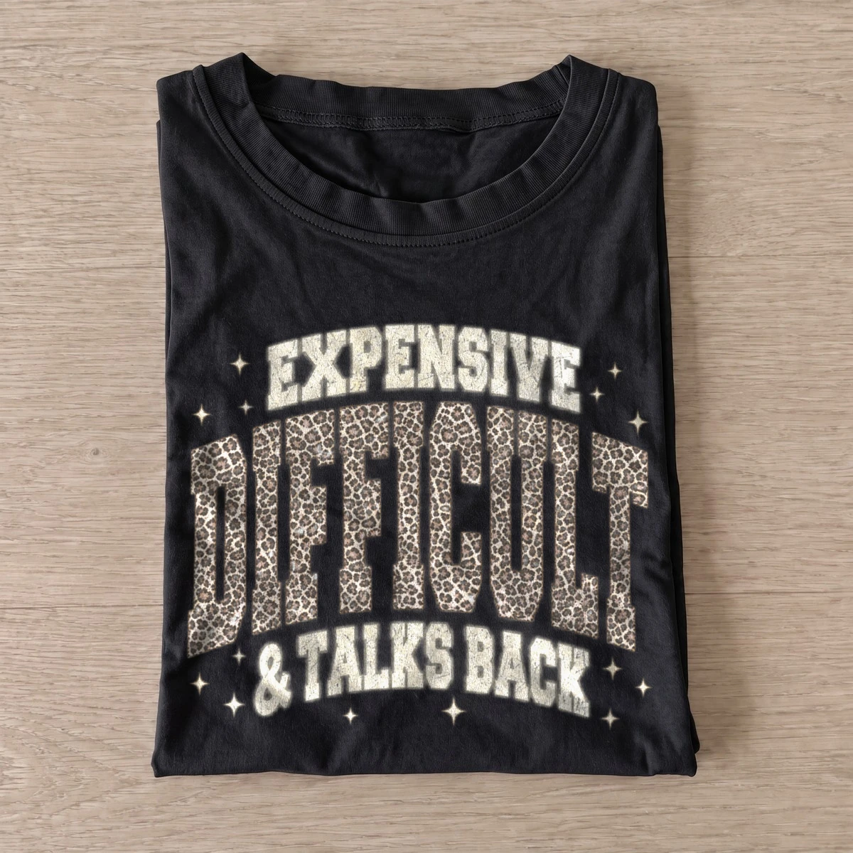 Expensive difficult talks back leopard t shirt black20expensive difficult.webp