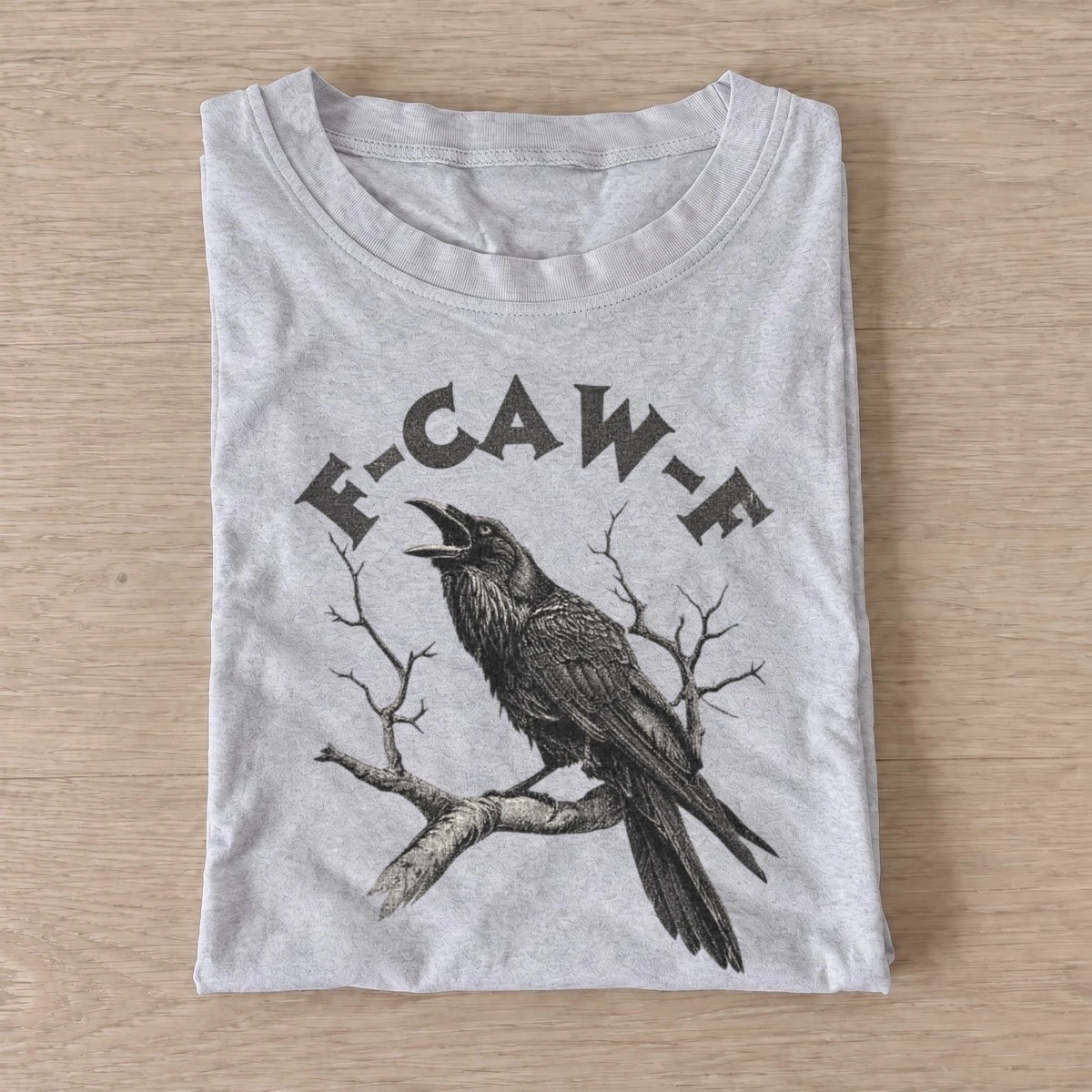 F caw f cawing crow t shirt gray20cawing branch crow.webp