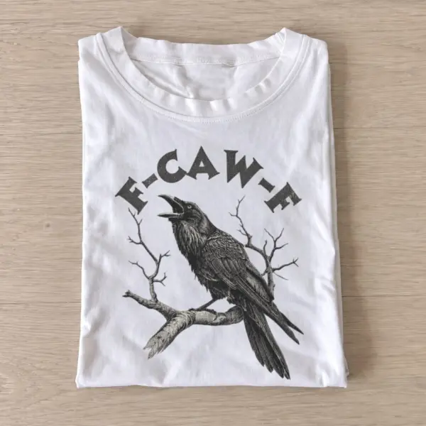 F caw f cawing crow t shirt white20cawing branch crow.webp