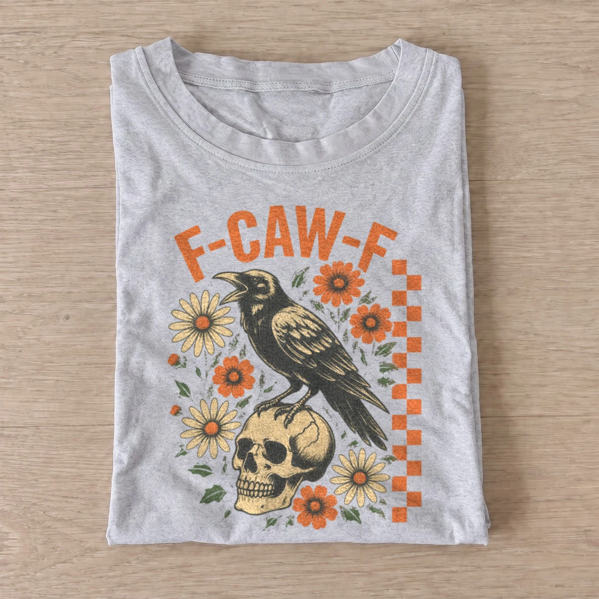 F caw f floral skull crow t shirt gray20floral skull crow.webp