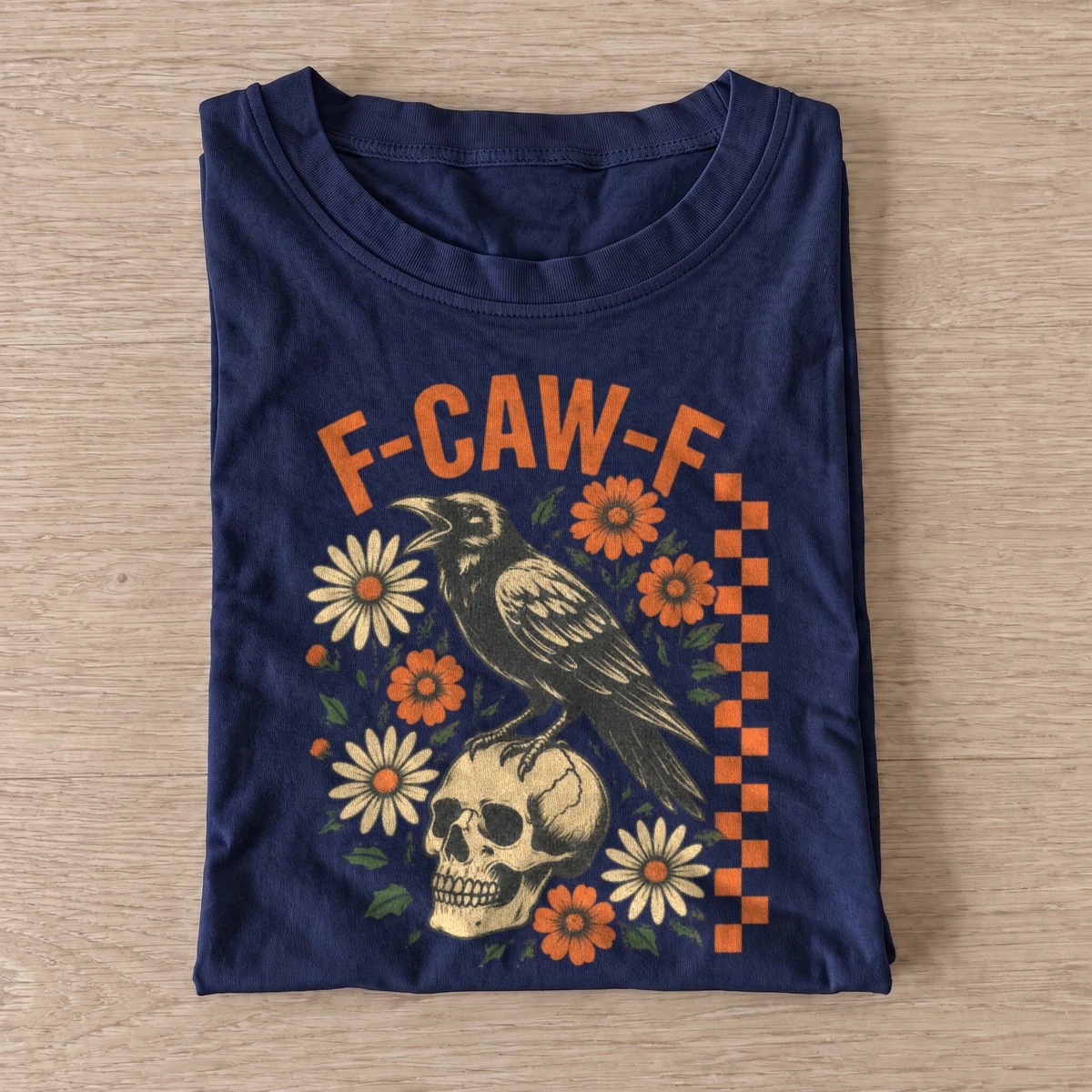 F caw f floral skull crow t shirt navy20floral skull crow.webp