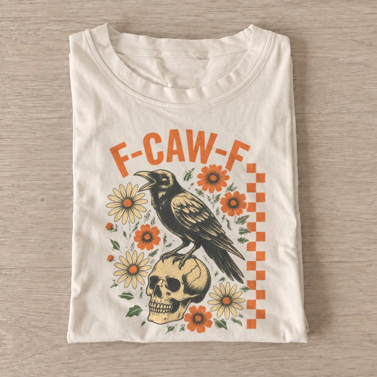 F caw f floral skull crow t shirt sand20floral skull crow.webp