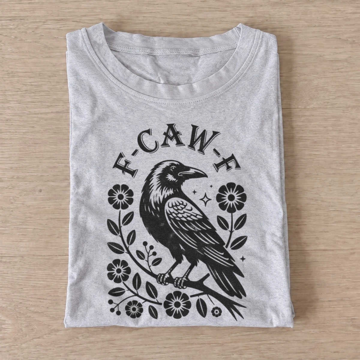 F caw f folk crow t shirt gray20folk caw crow.webp