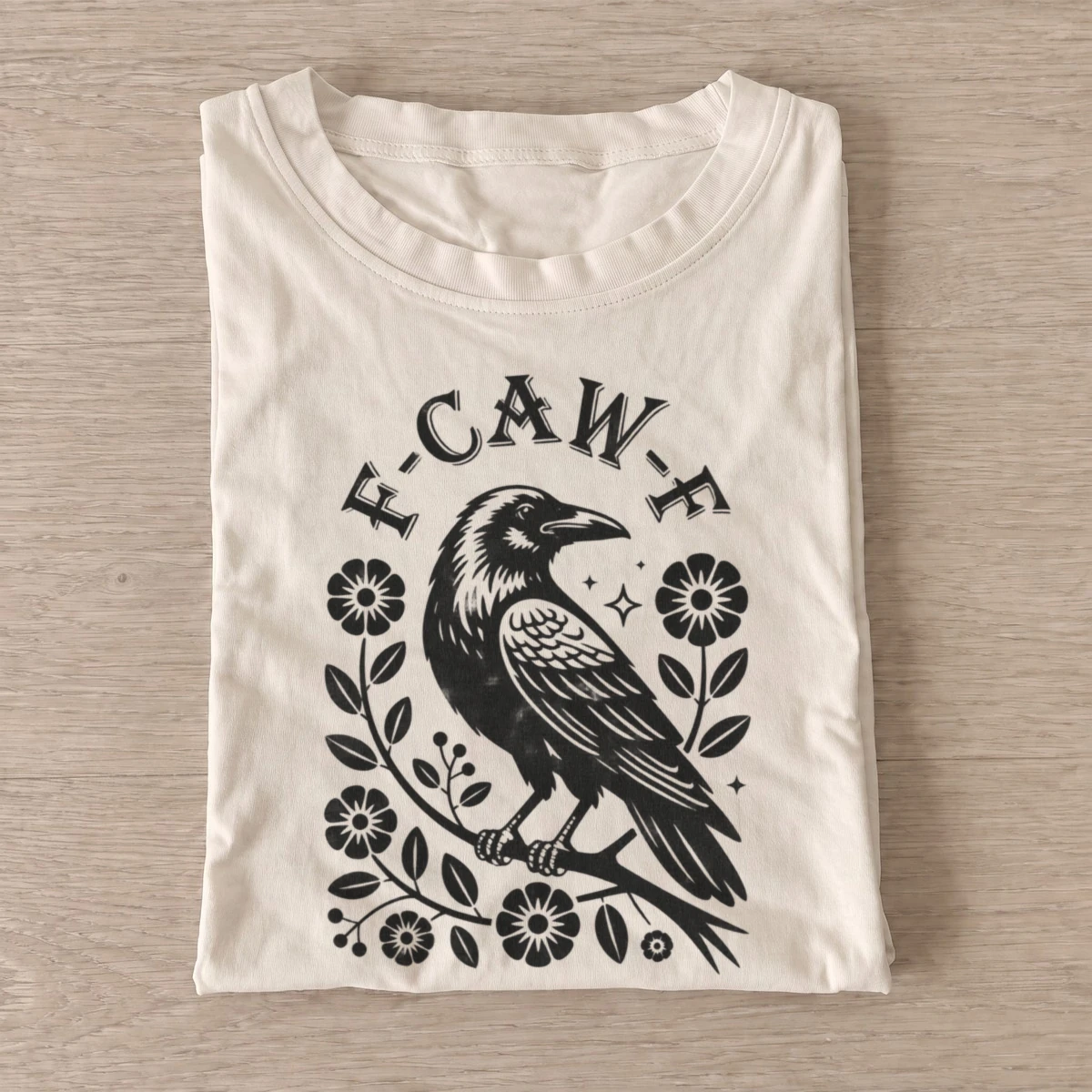 F caw f folk crow t shirt sand20folk caw crow.webp