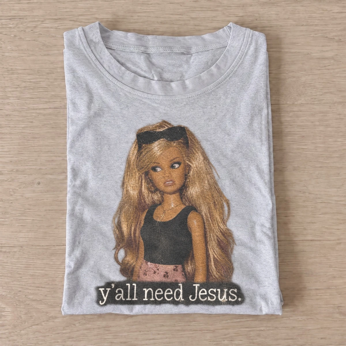 Fashion doll yall need jesus t shirt gray20fashion doll faith.webp