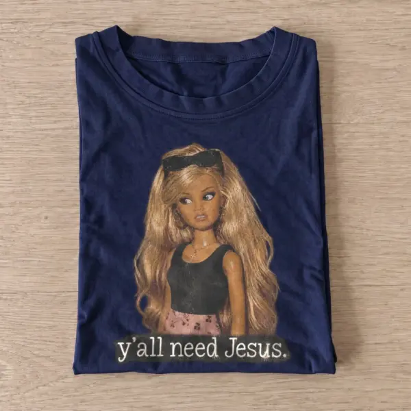 Fashion doll yall need jesus t shirt navy20fashion doll faith.webp
