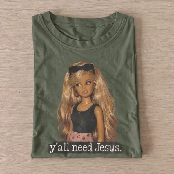 Fashion doll yall need jesus t shirt olive20fashion doll faith.webp