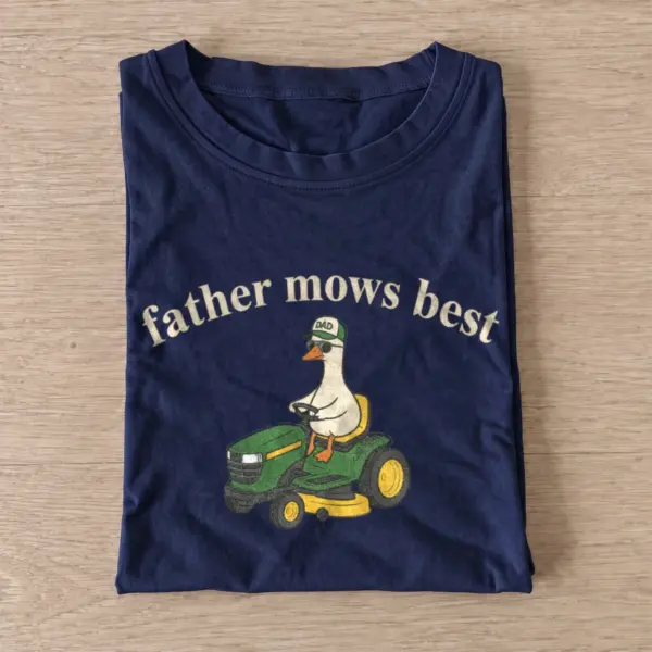 Father mows best lawn mower goose t shirt navy20mower dad goose.webp