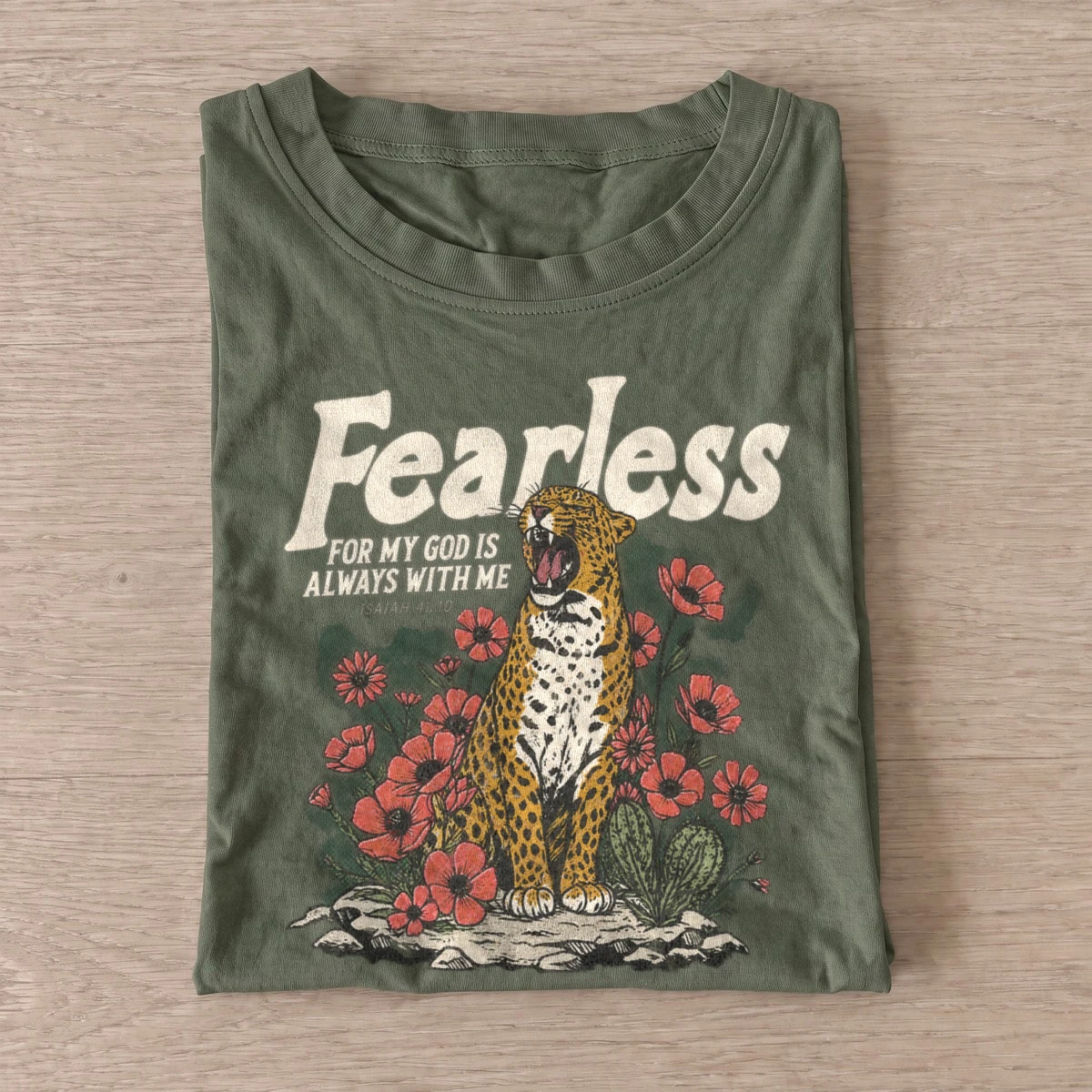 Fearless faith leopard graphic t shirt olive20fearless faith leopard.webp