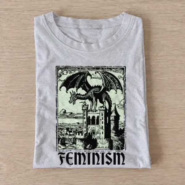 Feminism castle dragon t shirt gray20feminism castle dragon.webp