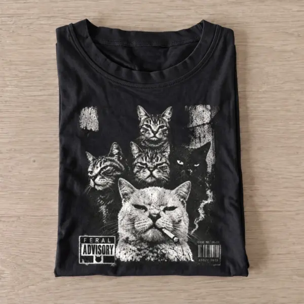 Feral advisory cat crew portrait t shirt black20cat crew portrait.webp