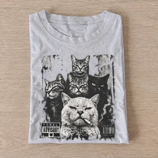 Feral advisory cat crew portrait t shirt gray20cat crew portrait.webp