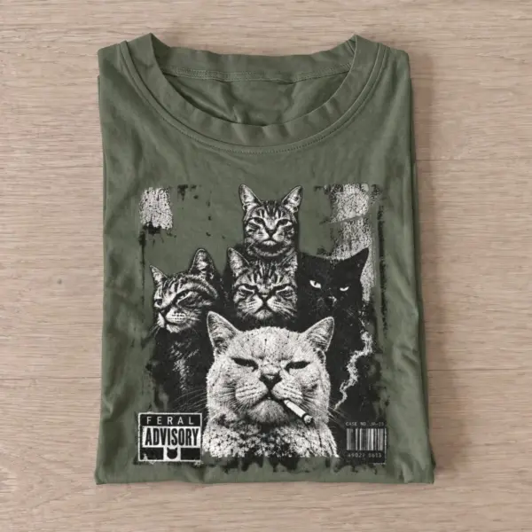 Feral advisory cat crew portrait t shirt olive20cat crew portrait.webp