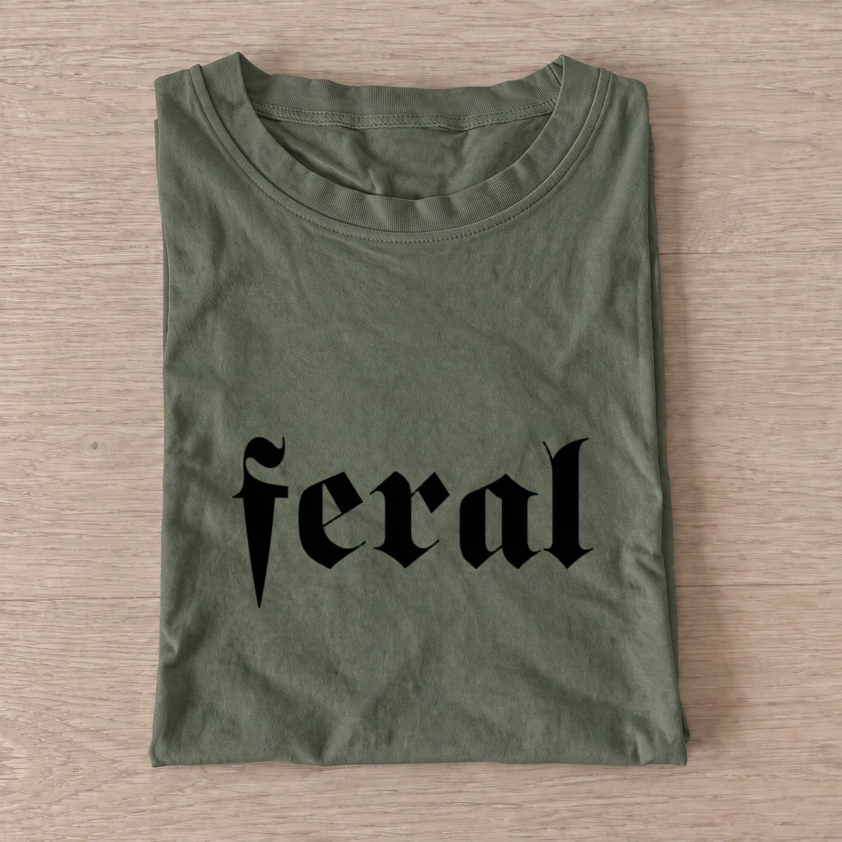 Feral blackletter t shirt olive20feral blackletter.webp