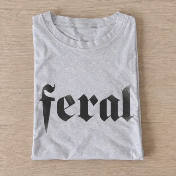 Feral gothic lettering t shirt gray20feral.webp