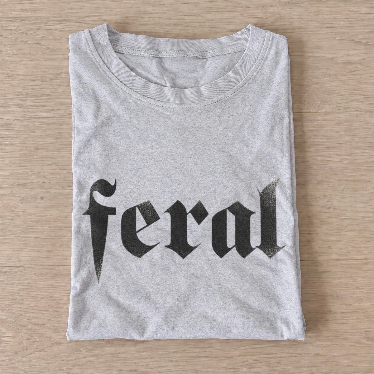 Feral gothic lettering t shirt gray20feral.webp