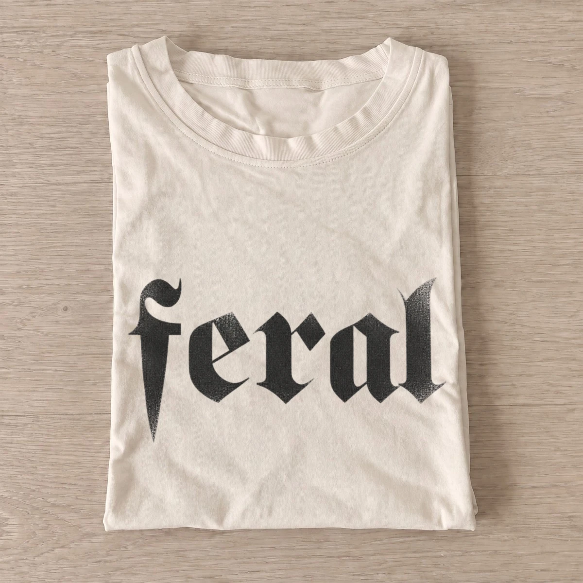 Feral gothic lettering t shirt sand20feral.webp
