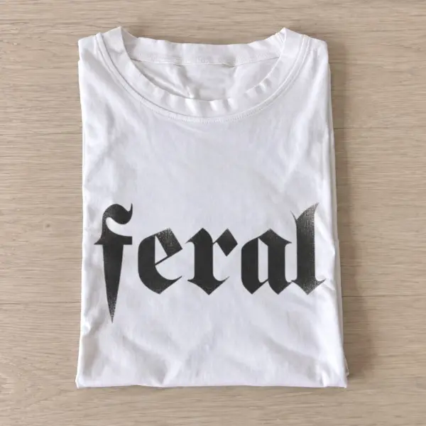 Feral gothic lettering t shirt white20feral.webp