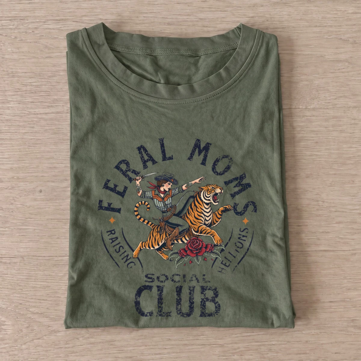 Feral mom social club t shirt olive20feral mom social club.webp