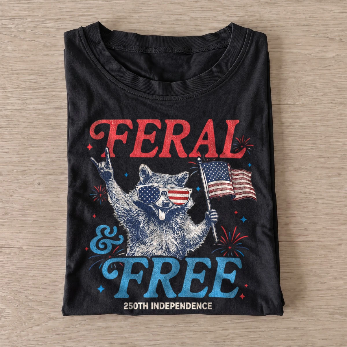 Feral and free patriotic raccoon t shirt black20feral free raccoon.webp