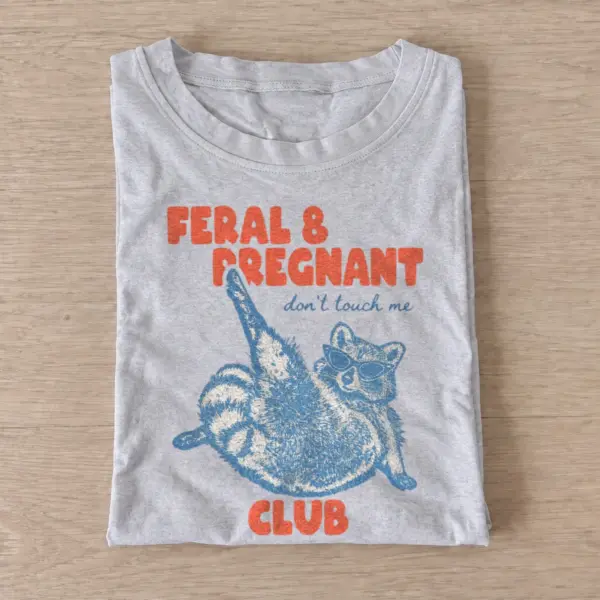 Feral and pregnant club graphic t shirt gray20feral pregnant raccoon.webp
