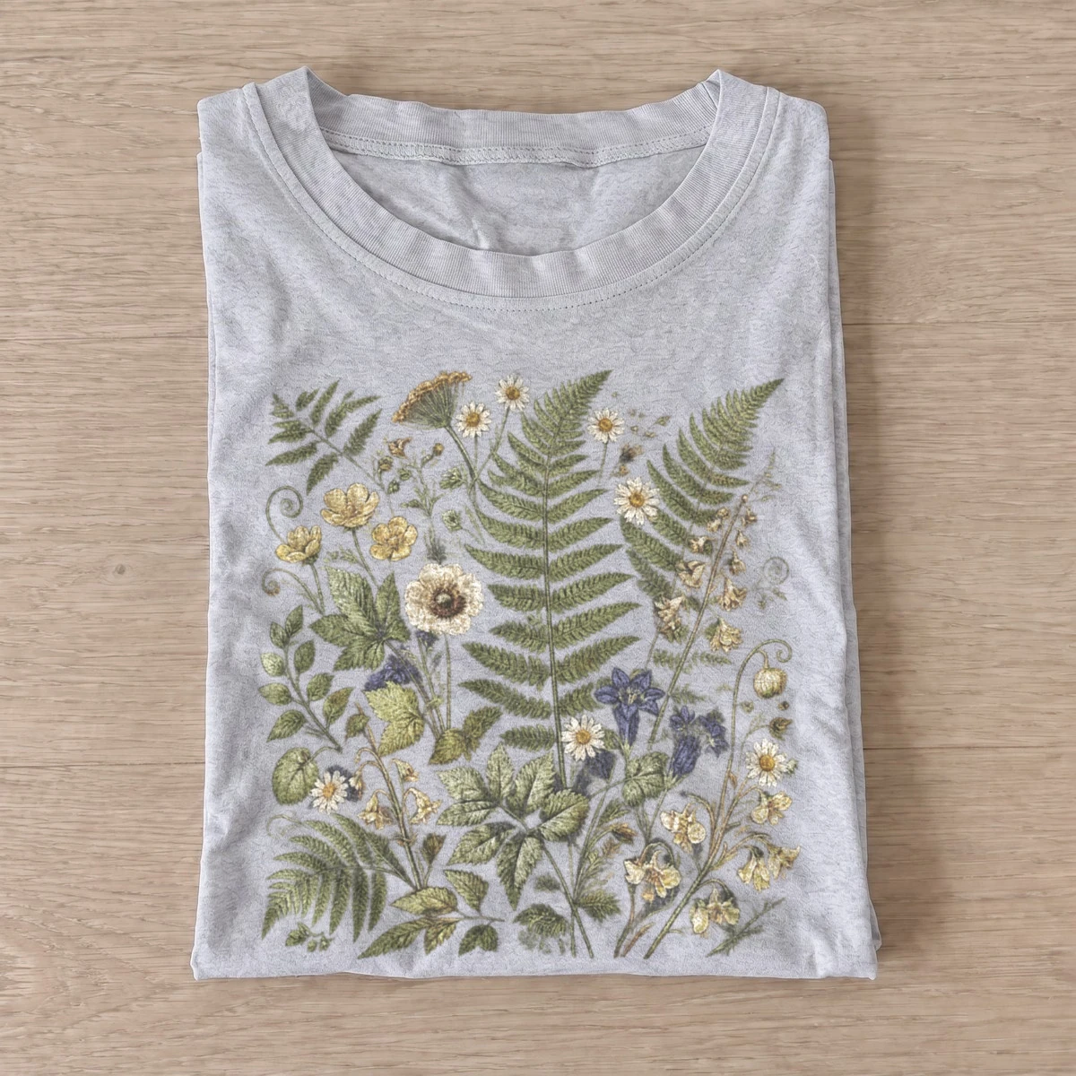 Fern and wildflower study botanical t shirt gray20fern wildflower study.webp