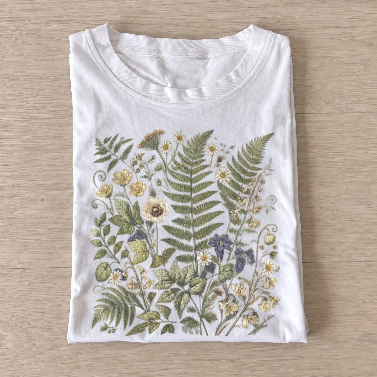 Fern and wildflower study botanical t shirt white20fern wildflower study.webp