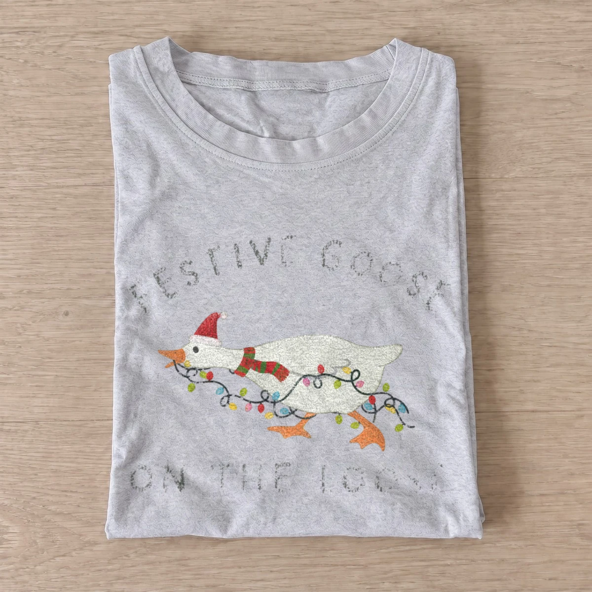 Festive goose on the loose t shirt gray20festive goose loose.webp