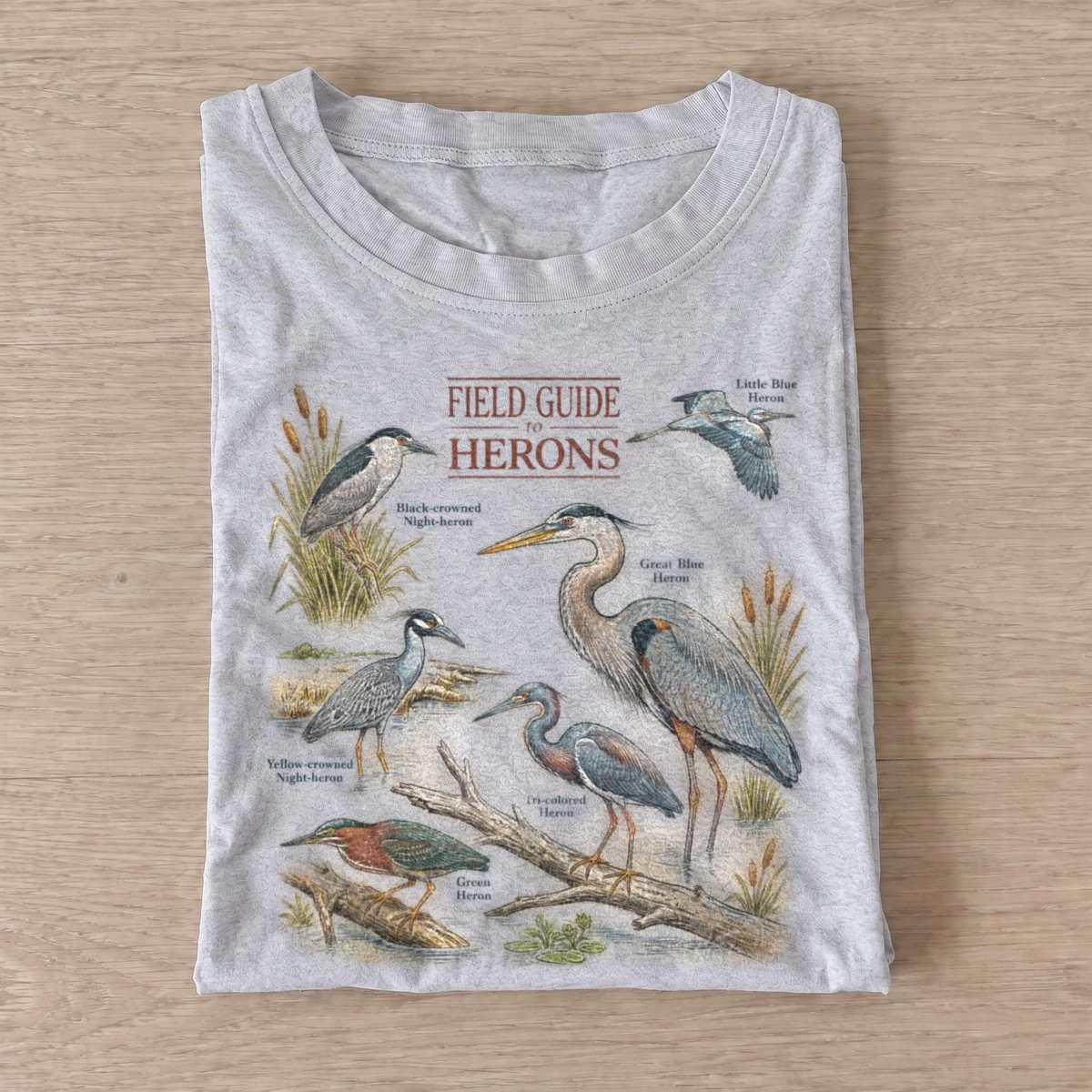Field guide to herons t shirt gray20heron field guide.webp