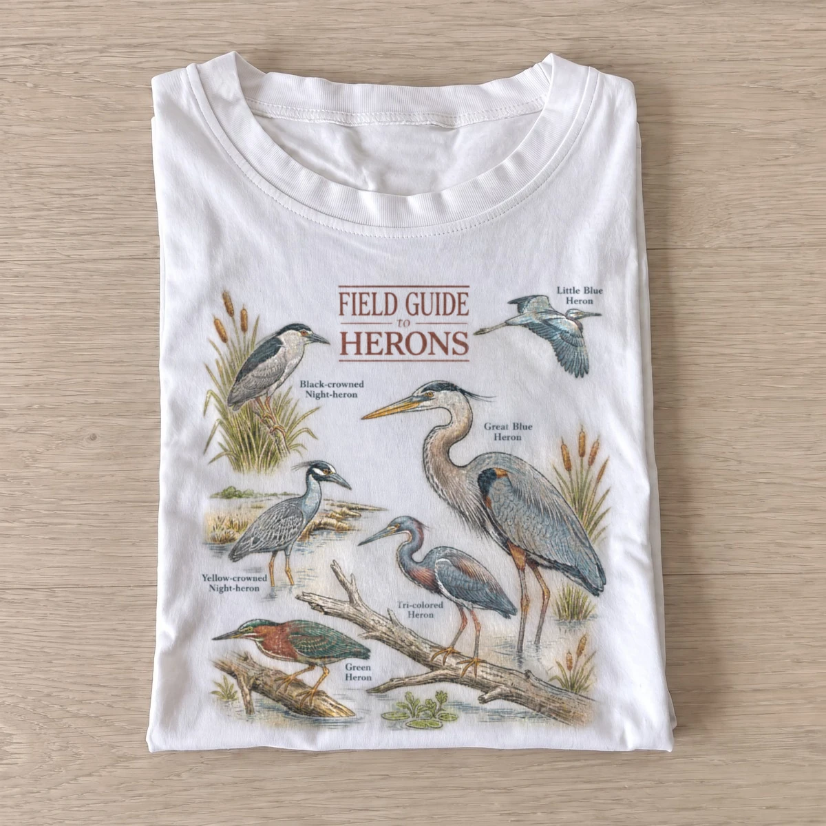 Field guide to herons t shirt white20heron field guide.webp