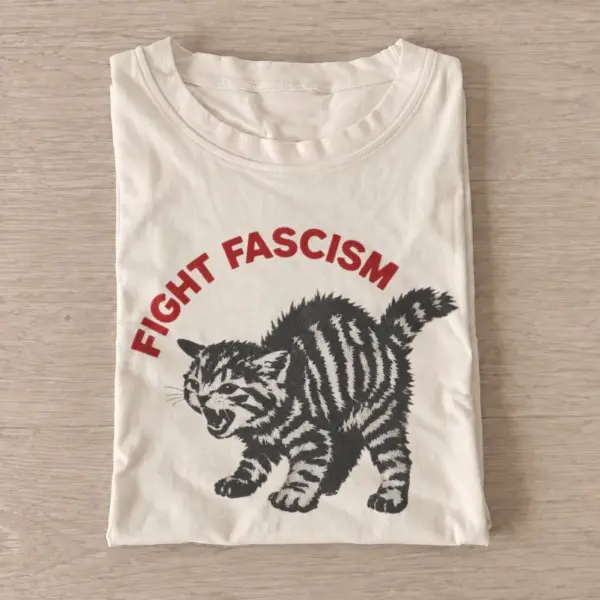 Fight fascism cat t shirt sand20fight fascism cat.webp