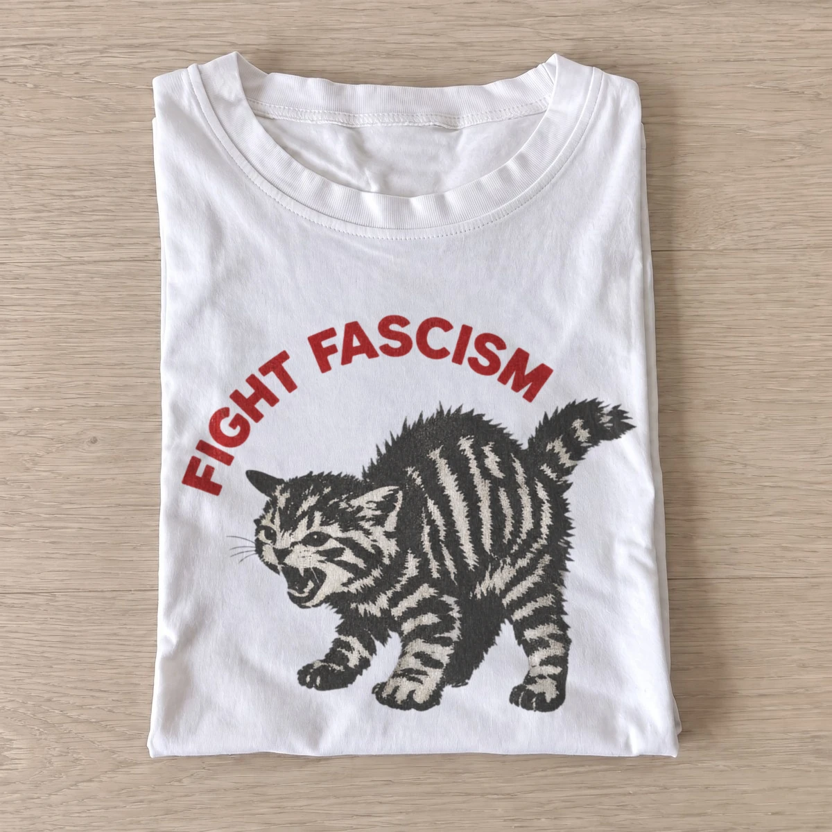 Fight fascism cat t shirt white20fight fascism cat.webp