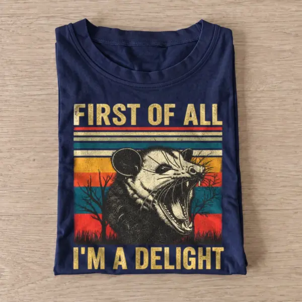 First of all im a delight opossum t shirt navy20opossum delight.webp