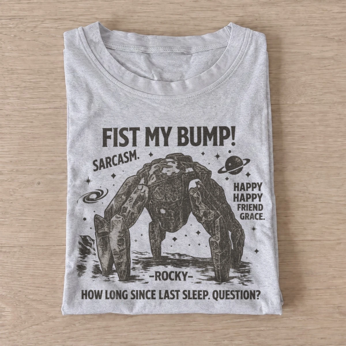 Fist my bump rocky space friend t shirt gray20stone space friend.webp