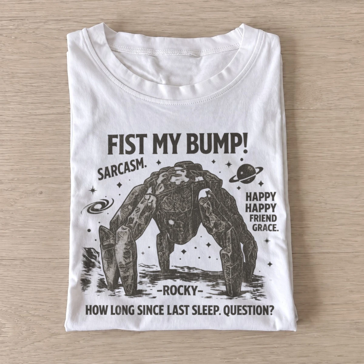 Fist my bump rocky space friend t shirt white20stone space friend.webp