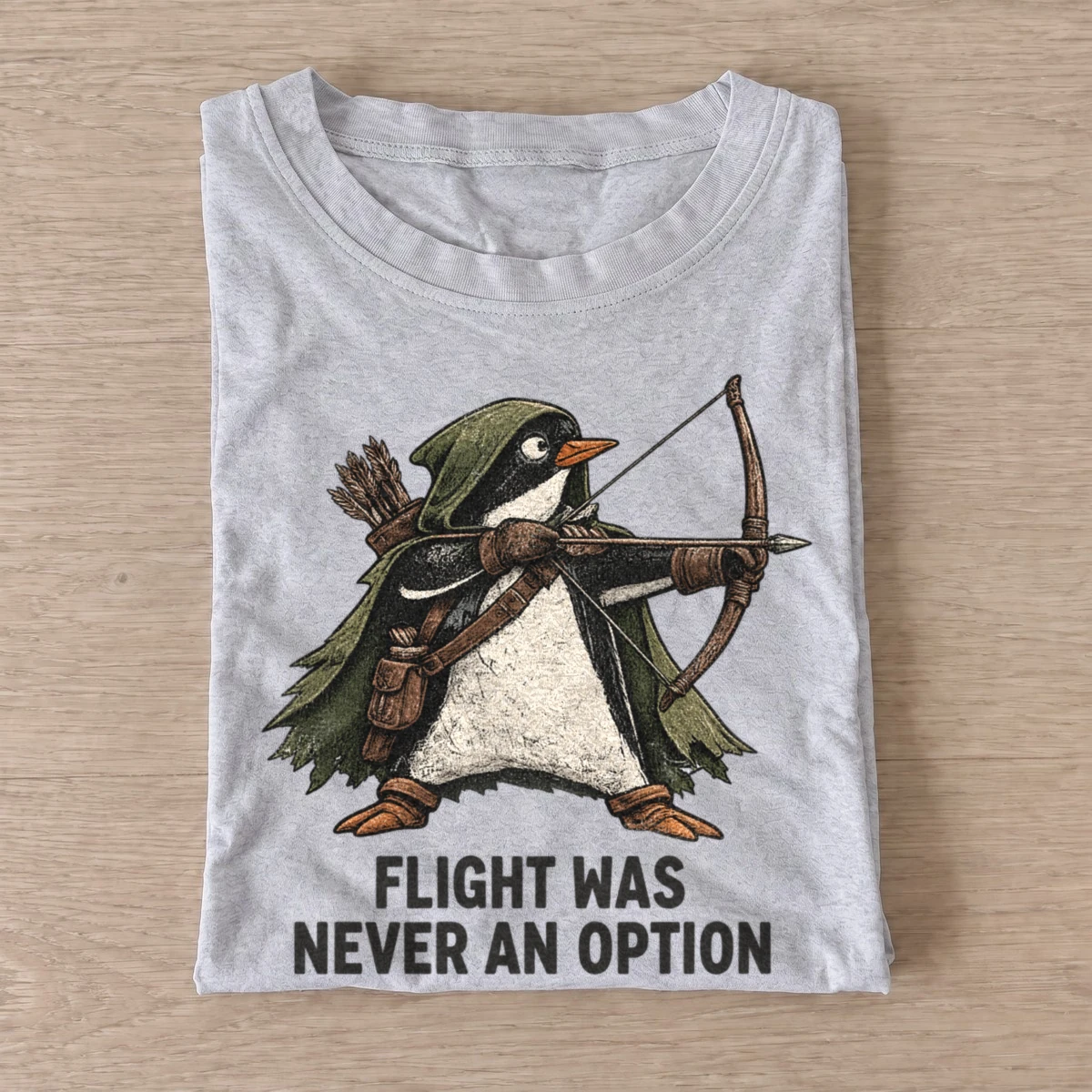 Flight was never an option archer penguin t shirt gray20archer penguin.webp