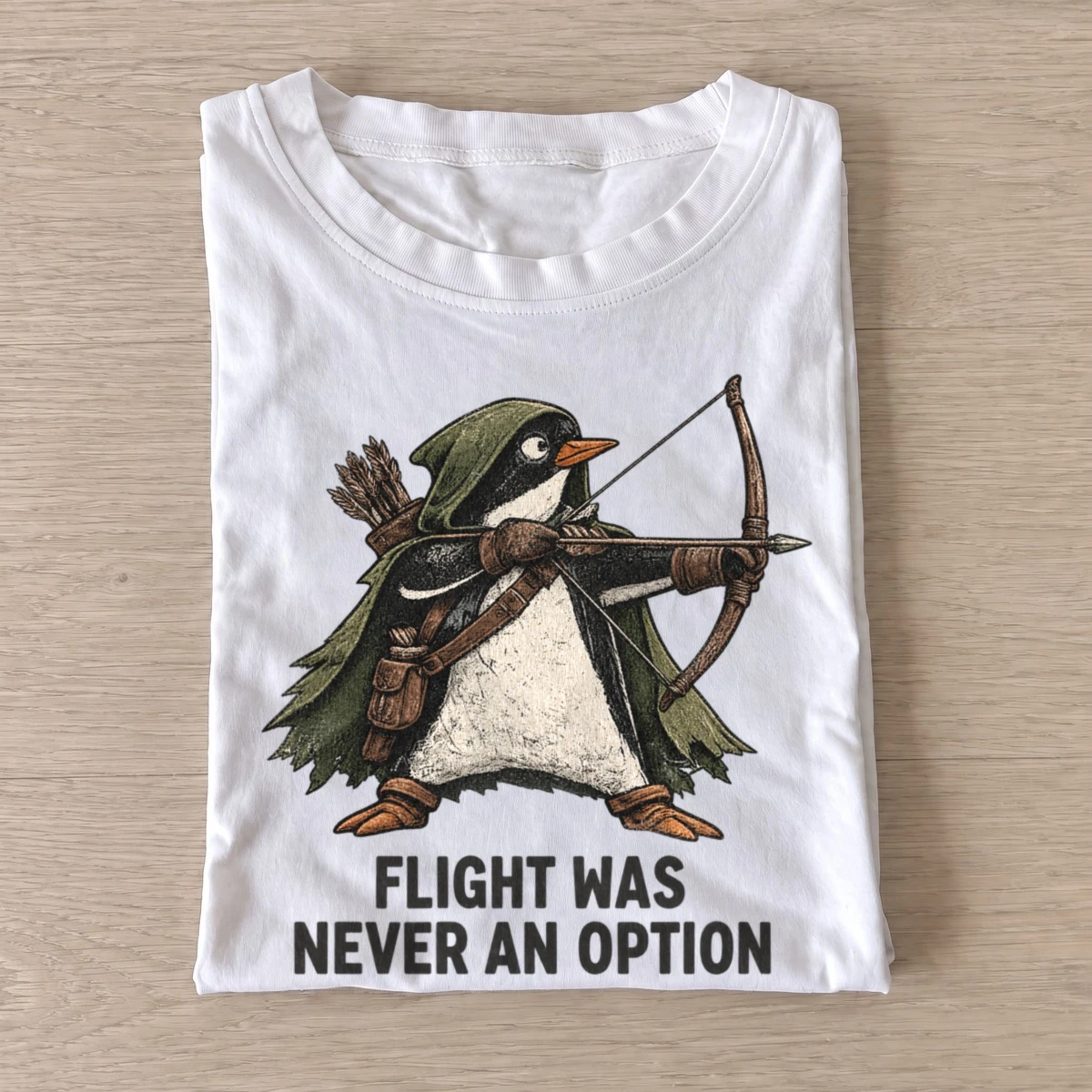Flight was never an option archer penguin t shirt white20archer penguin.webp