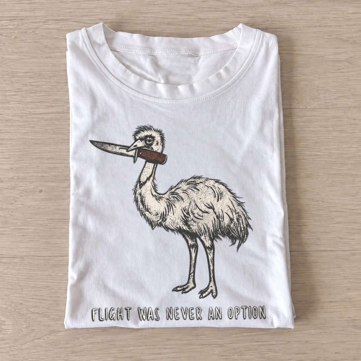 Flight was never an option emu t shirt white20flightless fighter emu.webp