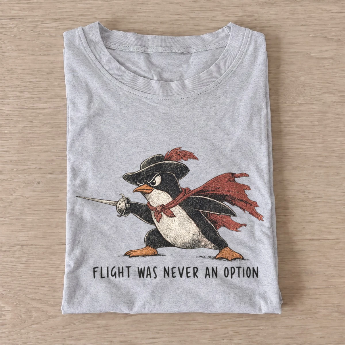Flight was never an option fencing penguin t shirt gray20fencing penguin.webp