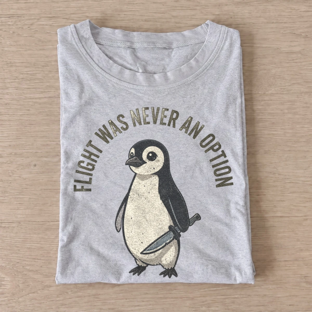 Flight was never an option knife penguin t shirt gray20flightless knife penguin.webp
