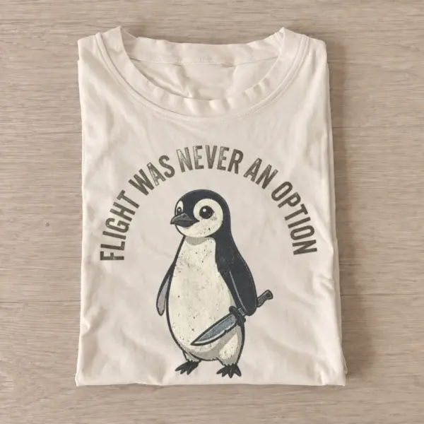Flight was never an option knife penguin t shirt sand20flightless knife penguin.webp