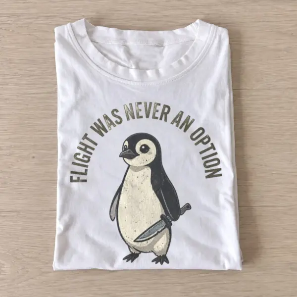 Flight was never an option knife penguin t shirt white20flightless knife penguin.webp