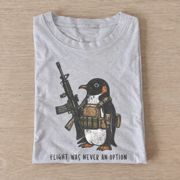 Flight was never an option penguin t shirt gray20flightless fighter penguin.webp